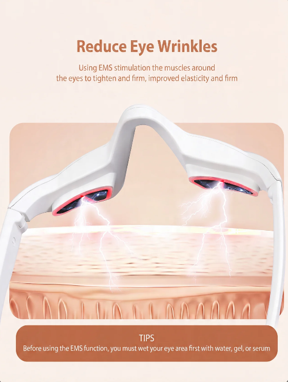 Red Eye Massager Under-Eye Glasses Massager Relieves Eye Fatigue Eyes Massage Glasses Eye Fatigue Relief Massager