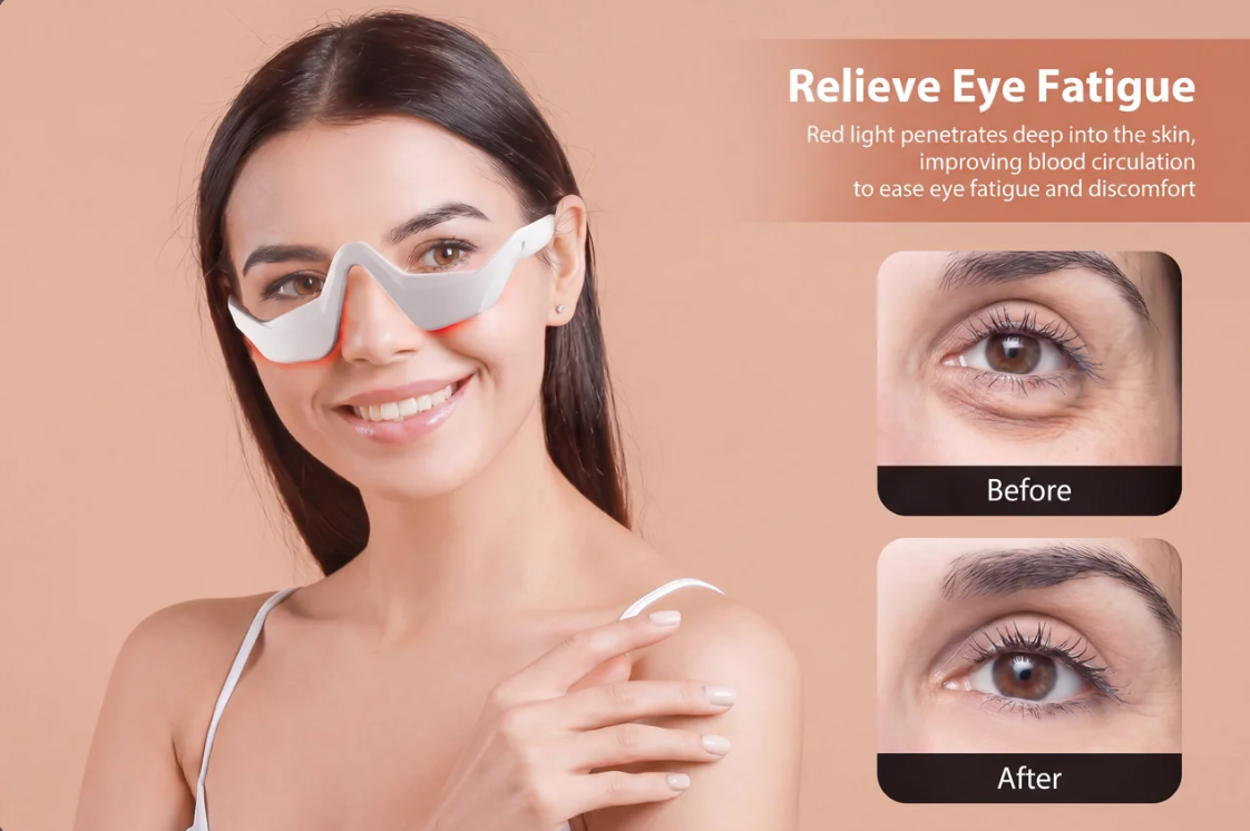 Red Eye Massager Under-Eye Glasses Massager Relieves Eye Fatigue Eyes Massage Glasses Eye Fatigue Relief Massager